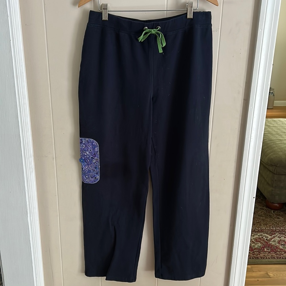 Talbots Navy Blue Knit Pants with Patch
